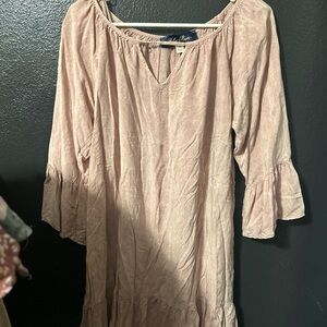 Blue Rain Blush V-Neck Dress with flare cuffs size Medium